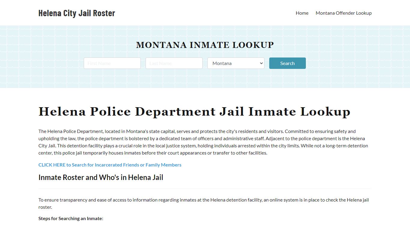 Helena Police Department & City Jail, MT Inmate Roster, Arrests, Mugshots
